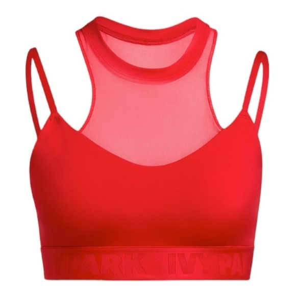 Ivy Park Adidas Red Mesh High Neck Sports Bra & High Rise Leggings Set Size 1X - Picture 14 of 16
